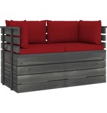 VidaXL Tuinbank 2-zits met kussens pallet massief grenenhout