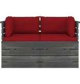 VidaXL Tuinbank 2-zits met kussens pallet massief grenenhout