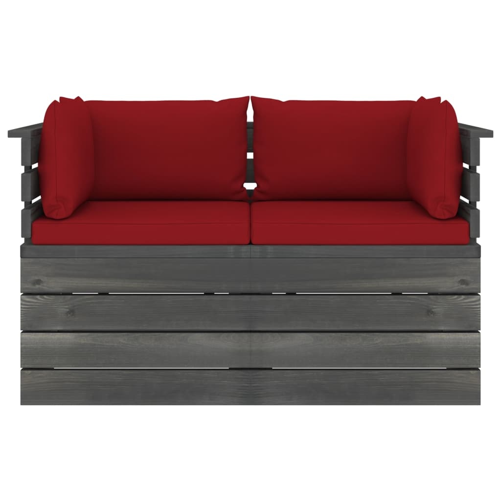 VidaXL Tuinbank 2-zits met kussens pallet massief grenenhout