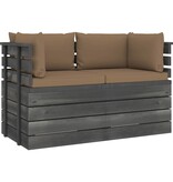 VidaXL Tuinbank 2-zits met kussens pallet massief grenenhout