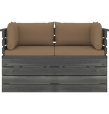 VidaXL Tuinbank 2-zits met kussens pallet massief grenenhout