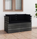 VidaXL Tuinbank 2-zits met kussens pallet massief grenenhout