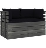VidaXL Tuinbank 2-zits met kussens pallet massief grenenhout