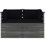 VidaXL Tuinbank 2-zits met kussens pallet massief grenenhout