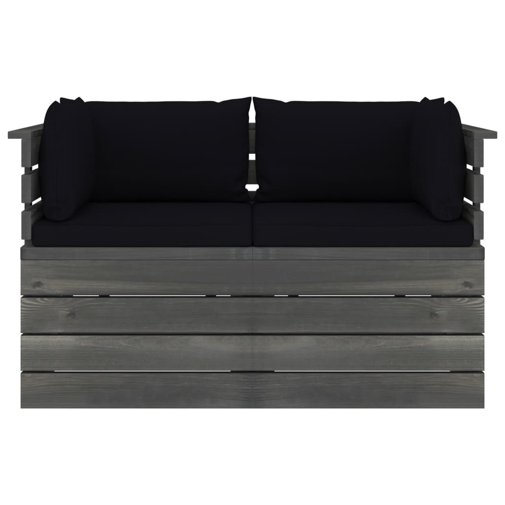 VidaXL Tuinbank 2-zits met kussens pallet massief grenenhout