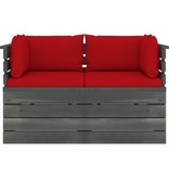 VidaXL Tuinbank 2-zits met kussens pallet massief grenenhout