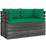 VidaXL Tuinbank 2-zits met kussens pallet massief grenenhout