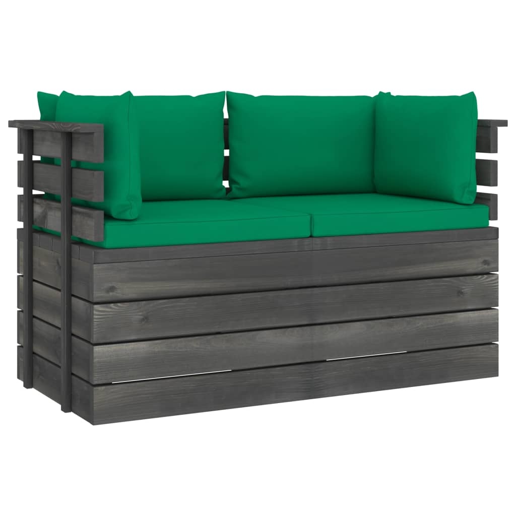 VidaXL Tuinbank 2-zits met kussens pallet massief grenenhout