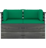 VidaXL Tuinbank 2-zits met kussens pallet massief grenenhout