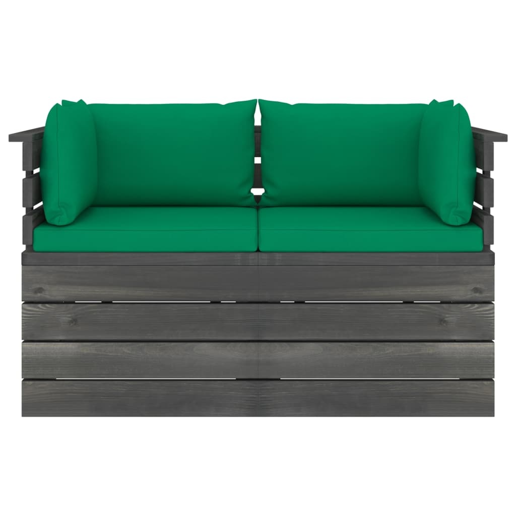 VidaXL Tuinbank 2-zits met kussens pallet massief grenenhout