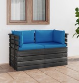 VidaXL Tuinbank 2-zits met kussens pallet massief grenenhout