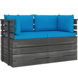 VidaXL Tuinbank 2-zits met kussens pallet massief grenenhout