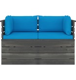 VidaXL Tuinbank 2-zits met kussens pallet massief grenenhout