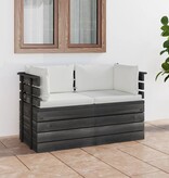 VidaXL Tuinbank 2-zits met kussens pallet massief grenenhout