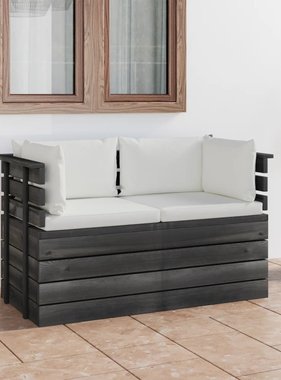 VidaXL Tuinbank 2-zits met kussens pallet massief grenenhout