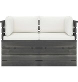 VidaXL Tuinbank 2-zits met kussens pallet massief grenenhout