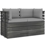 VidaXL Tuinbank 2-zits met kussens pallet massief grenenhout