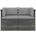VidaXL Tuinbank 2-zits met kussens pallet massief grenenhout