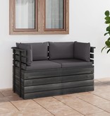 VidaXL Tuinbank 2-zits met kussens pallet massief grenenhout