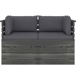 VidaXL Tuinbank 2-zits met kussens pallet massief grenenhout