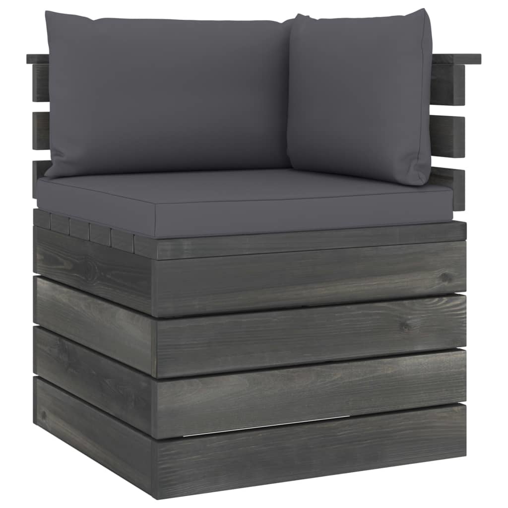 VidaXL Tuinbank 2-zits met kussens pallet massief grenenhout