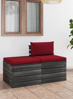 VidaXL 2-delige Loungeset met kussens pallet massief grenenhout