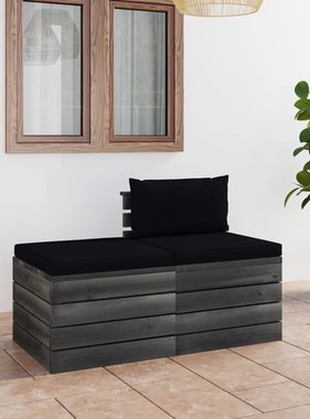 VidaXL 2-delige Loungeset met kussens pallet massief grenenhout