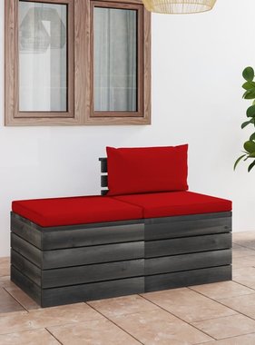 VidaXL 2-delige Loungeset met kussens pallet massief grenenhout