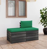 VidaXL 2-delige Loungeset met kussens pallet massief grenenhout