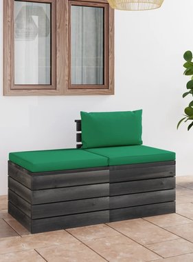 VidaXL 2-delige Loungeset met kussens pallet massief grenenhout