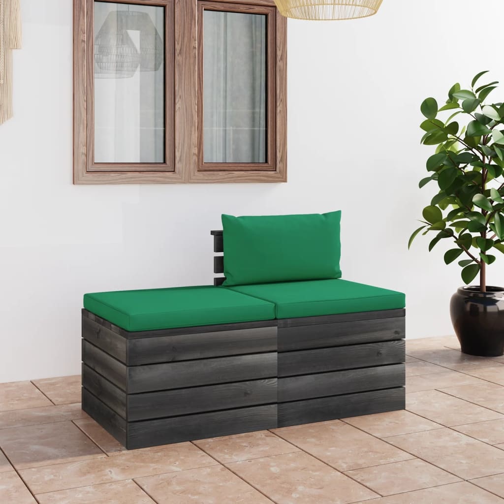 VidaXL 2-delige Loungeset met kussens pallet massief grenenhout