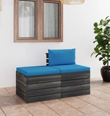 VidaXL 2-delige Loungeset met kussens pallet massief grenenhout