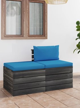VidaXL 2-delige Loungeset met kussens pallet massief grenenhout