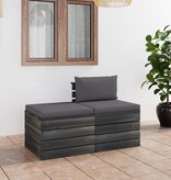VidaXL 2-delige Loungeset met kussens pallet massief grenenhout