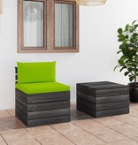 VidaXL 2-delige Loungeset met kussens pallet massief grenenhout