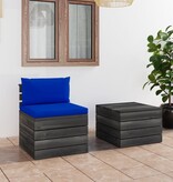 VidaXL 2-delige Loungeset met kussens pallet massief grenenhout