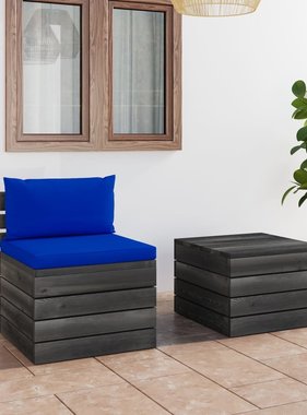 VidaXL 2-delige Loungeset met kussens pallet massief grenenhout