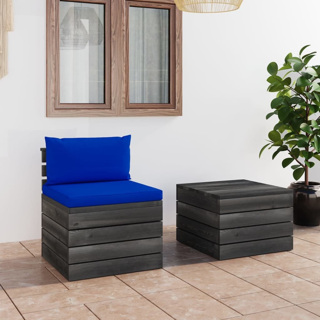 VidaXL 2-delige Loungeset met kussens pallet massief grenenhout