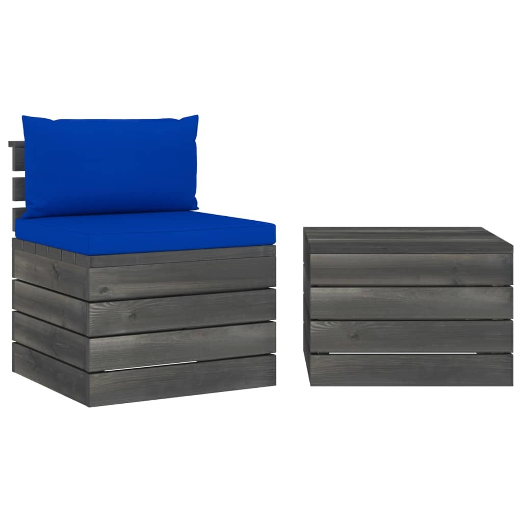 VidaXL 2-delige Loungeset met kussens pallet massief grenenhout