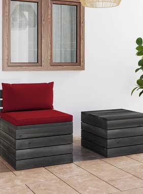 VidaXL 2-delige Loungeset met kussens pallet massief grenenhout