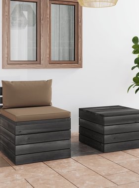 VidaXL 2-delige Loungeset met kussens pallet massief grenenhout