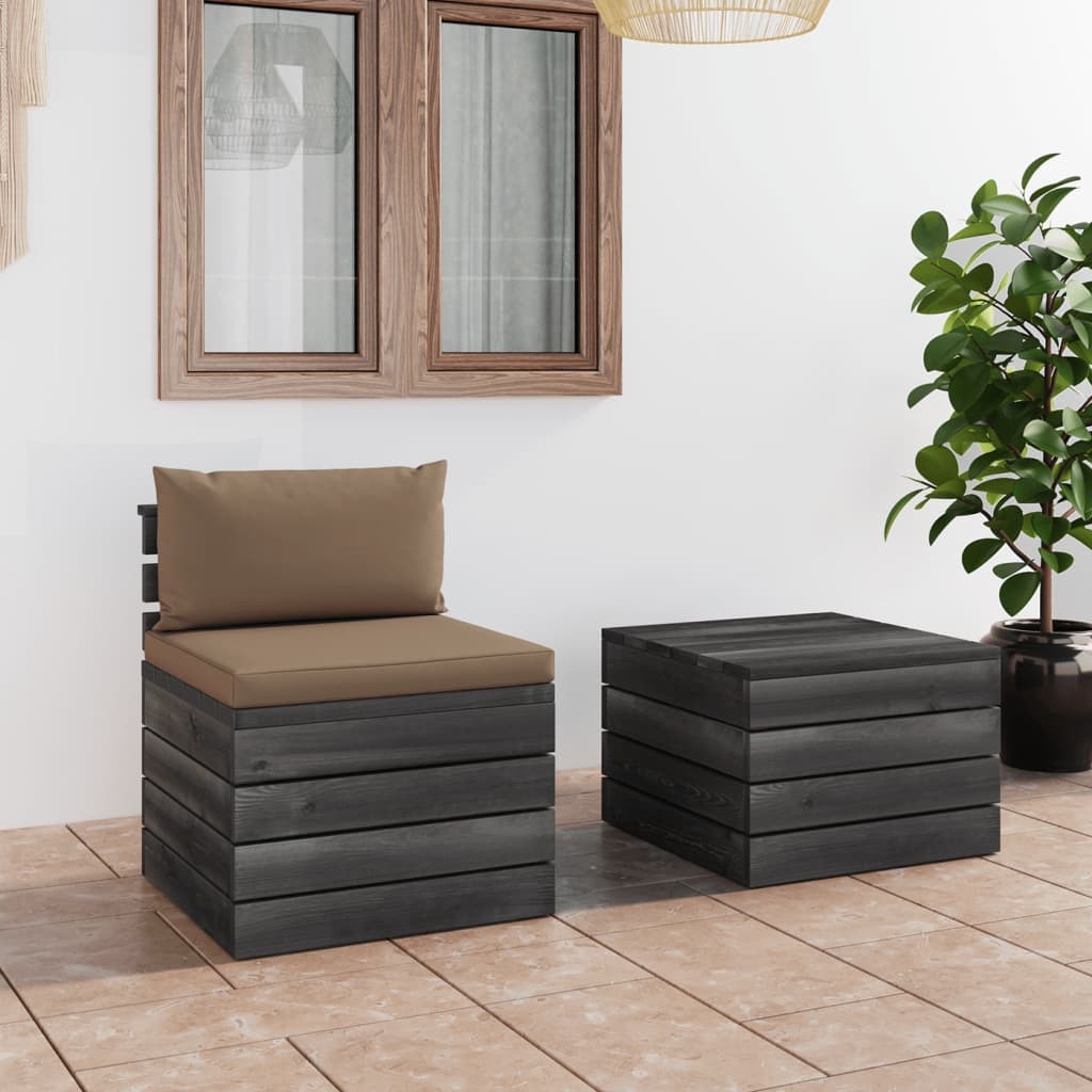 VidaXL 2-delige Loungeset met kussens pallet massief grenenhout
