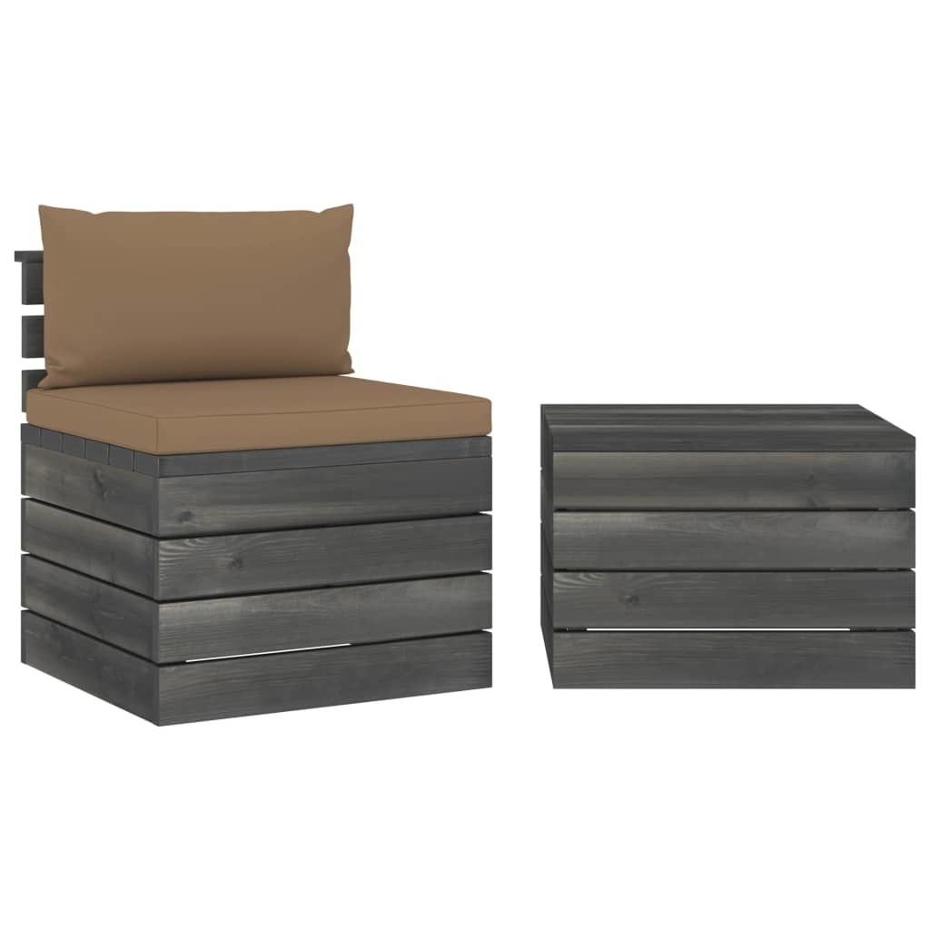 VidaXL 2-delige Loungeset met kussens pallet massief grenenhout