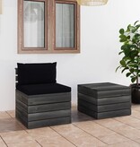 VidaXL 2-delige Loungeset met kussens pallet massief grenenhout
