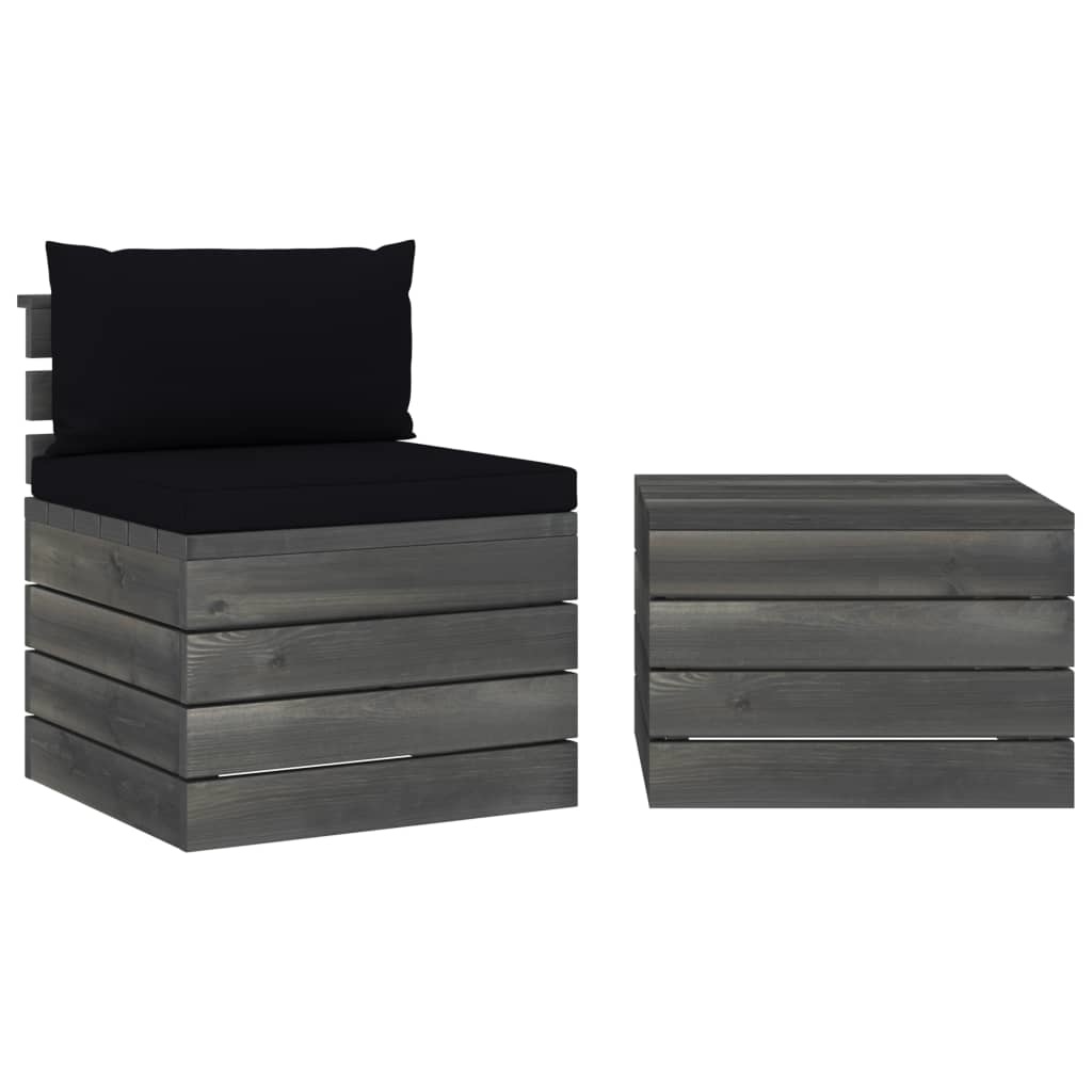 VidaXL 2-delige Loungeset met kussens pallet massief grenenhout