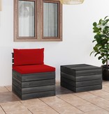 VidaXL 2-delige Loungeset met kussens pallet massief grenenhout
