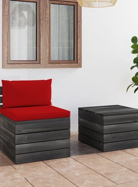 VidaXL 2-delige Loungeset met kussens pallet massief grenenhout