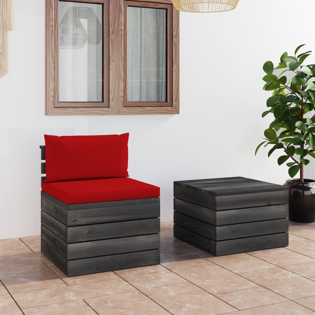 VidaXL 2-delige Loungeset met kussens pallet massief grenenhout