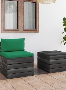 VidaXL 2-delige Loungeset met kussens pallet massief grenenhout