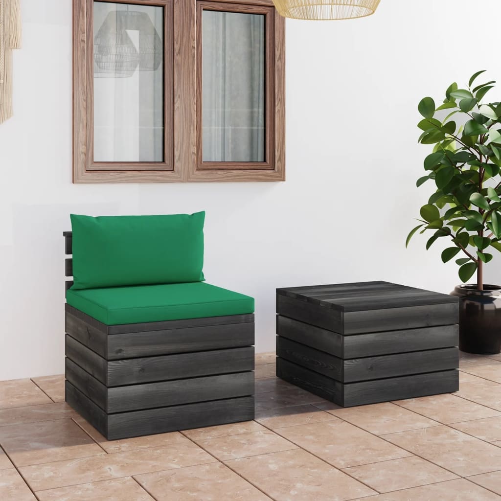 VidaXL 2-delige Loungeset met kussens pallet massief grenenhout